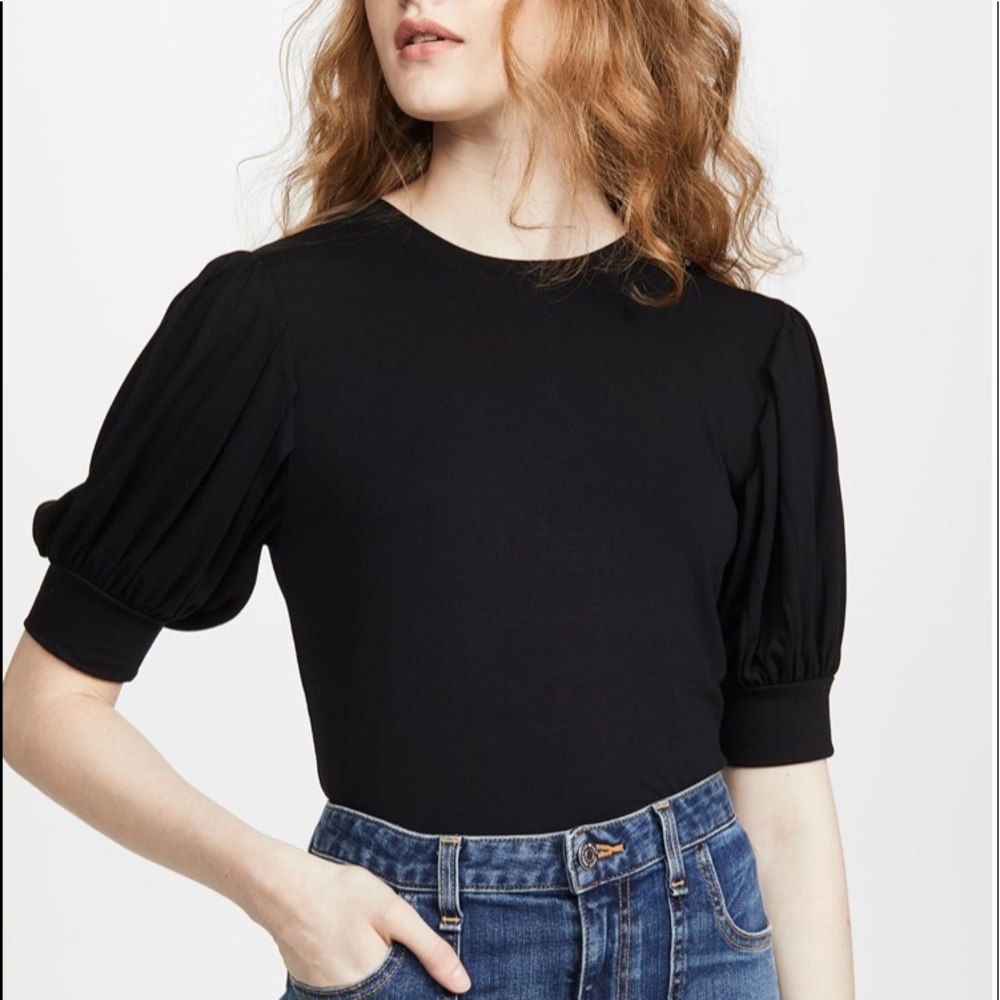 Black FRAME balloon sleeve shirt sleeve top